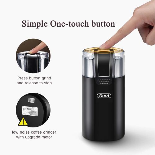  Coffee Grinder Electric,Gevi Stainless Steel Blade Grinder for Coffee Espresso Latte Mochas, Noiseless Operation, Evently Grinding for Coffee Beans Spice Nut Seed Grains