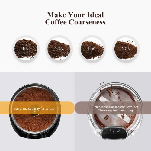  Coffee Grinder Electric,Gevi Stainless Steel Blade Grinder for Coffee Espresso Latte Mochas, Noiseless Operation, Evently Grinding for Coffee Beans Spice Nut Seed Grains