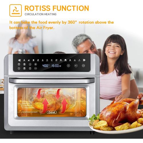 Gevi Air Fryer Toaster Oven Combo, Large Digital LED Screen Convection Oven with Rotisserie and Dehydrator, Extra Large Capacity Countertop Oven with Online Recipes