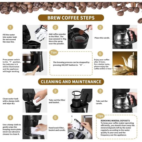  Gevi 4 Cups Small Coffee Maker, Compact Coffee Machine with Reusable Filter, Warming Plate and Coffee Pot for Home and Office