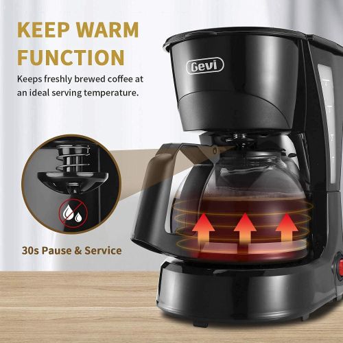  Gevi 4 Cups Small Coffee Maker, Compact Coffee Machine with Reusable Filter, Warming Plate and Coffee Pot for Home and Office