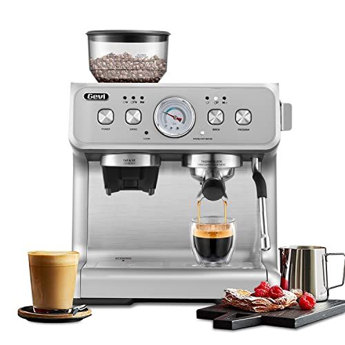  Gevi Espresso Machine & Coffee Maker - 20Bar Semi Automatic Espresso Machine With Grinder & Steam Wand ? All in One Espresso Maker & Latte Machine for Home PID Active Temperature C