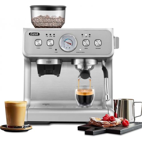  Gevi Espresso Machine & Coffee Maker - 20Bar Semi Automatic Espresso Machine With Grinder & Steam Wand ? All in One Espresso Maker & Latte Machine for Home PID Active Temperature C