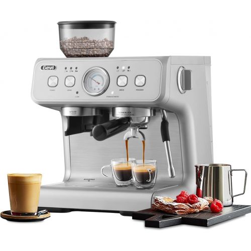  Gevi Espresso Machine & Coffee Maker - 20Bar Semi Automatic Espresso Machine With Grinder & Steam Wand ? All in One Espresso Maker & Latte Machine for Home PID Active Temperature C