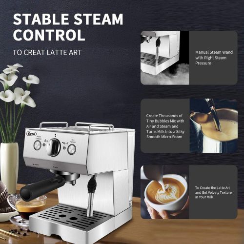  [아마존베스트]Gevi Espresso Machine 15 Bar Coffee Maker with Foaming Milk Frother Wand for Espresso, Cappuccino, Latte and Mocha, Steam Espresso Maker For Home Barista, Double Temperature Contro