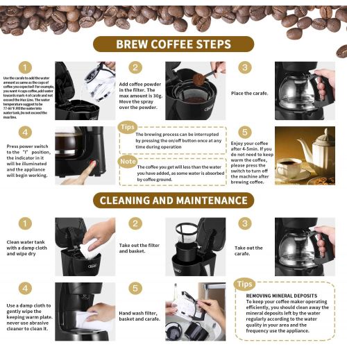  Gevi 4 Cups Small Coffee Maker, Compact Coffee Machine with Reusable Filter, Warming Plate and Coffee Pot for Home and Office