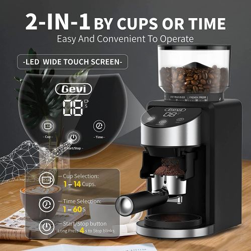  Gevi Burr Coffee Grinder, Adjustable Burr Mill with 35 Precise Grind Settings, Electric Coffee Grinder for Espresso/Drip/Percolator/French Press/ American/ Turkish Coffee Makers, 1