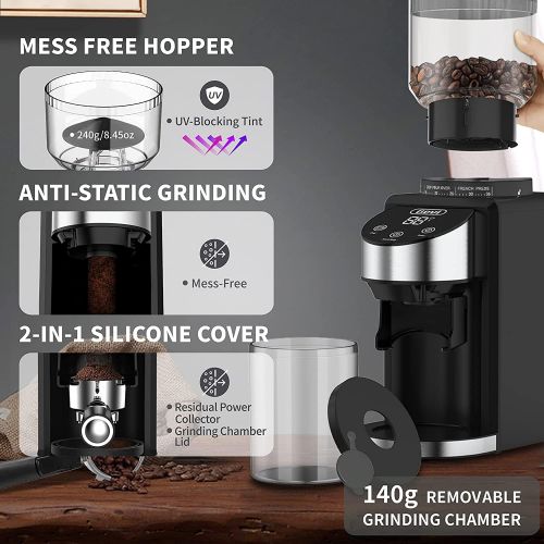  Gevi Burr Coffee Grinder, Adjustable Burr Mill with 35 Precise Grind Settings, Electric Coffee Grinder for Espresso/Drip/Percolator/French Press/ American/ Turkish Coffee Makers, 1