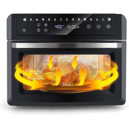  Gevi Air Fryer Toaster Oven Combo, Large Digital LED Screen Convection Oven with Rotisserie and Dehydrator, Extra Large Capacity Countertop Oven with Online Recipes