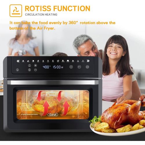  Gevi Air Fryer Toaster Oven Combo, Large Digital LED Screen Convection Oven with Rotisserie and Dehydrator, Extra Large Capacity Countertop Oven with Online Recipes