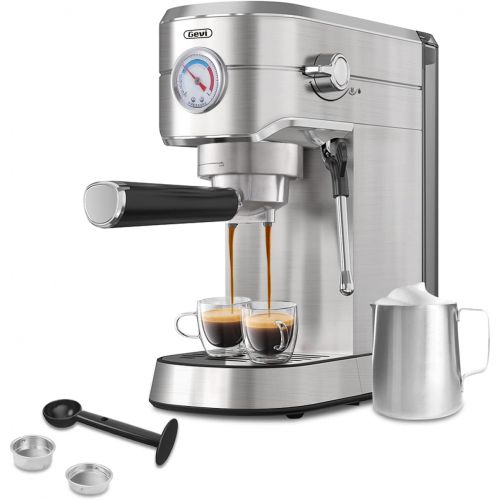  Gevi 20 Bar Compact Professional Espresso Coffee Machine with Milk Frother/Steam Wand for Espresso, Latte and Cappuccino, Stainless Steel, 35 Oz Removable Water Tank