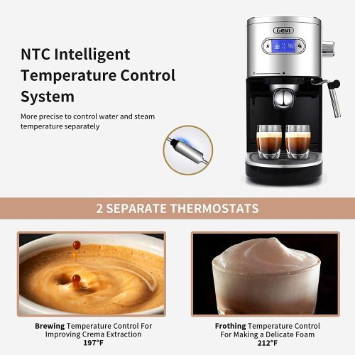  Gevi Espresso Machines 20 Bar Fast Heating Automatic Cappuccino Coffee Maker with Foaming Milk Frother Wand for Espresso, 1.2L Removable Water Tank, Double Temperature Control Syst