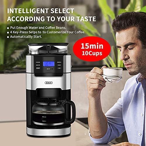  [아마존베스트]Barsetto 10-Cup Drip Coffee Maker, Grind and Brew Automatic Coffee Machine with Built-In Burr Coffee Grinder, Programmable Timer Mode and Keep Warm Plate, 1.5L Large Capacity Water Tank, Re