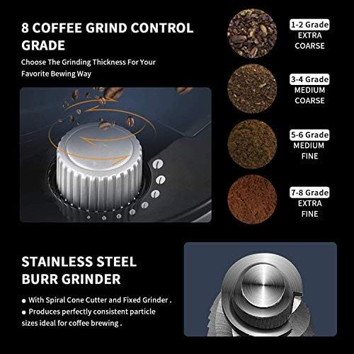  [아마존베스트]Barsetto 10-Cup Drip Coffee Maker, Grind and Brew Automatic Coffee Machine with Built-In Burr Coffee Grinder, Programmable Timer Mode and Keep Warm Plate, 1.5L Large Capacity Water Tank, Re