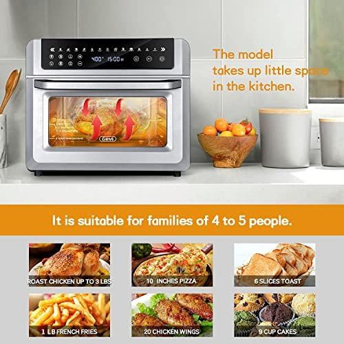  [아마존베스트]Barsetto 13-in-1 Air Fryer Oven, 19 Quart Air Fryer Toaster Oven Combo, Convection Countertop Oven, Rotisserie and Dehydrator, LED Digital Touchscreen, 6 Accessories Included, Stainless Ste