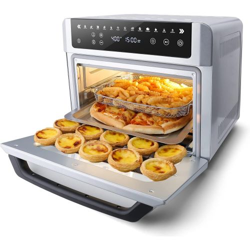  [아마존베스트]Barsetto 13-in-1 Air Fryer Oven, 19 Quart Air Fryer Toaster Oven Combo, Convection Countertop Oven, Rotisserie and Dehydrator, LED Digital Touchscreen, 6 Accessories Included, Stainless Ste