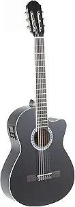 GEWA E-Acoustic Classical Guitar BASIC, Classical Guitar (Lime Body, Nickel Silver Frets, Chrome Plated Tuners, Water-Based Matt Finish, Scale Length: 650 mm, Nut Width: 52 mm), Black
