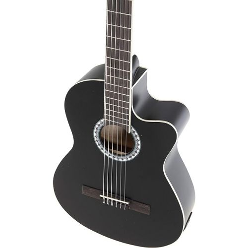  GEWA E-Acoustic Classical Guitar BASIC, Classical Guitar (Lime Body, Nickel Silver Frets, Chrome Plated Tuners, Water-Based Matt Finish, Scale Length: 650 mm, Nut Width: 52 mm), Black