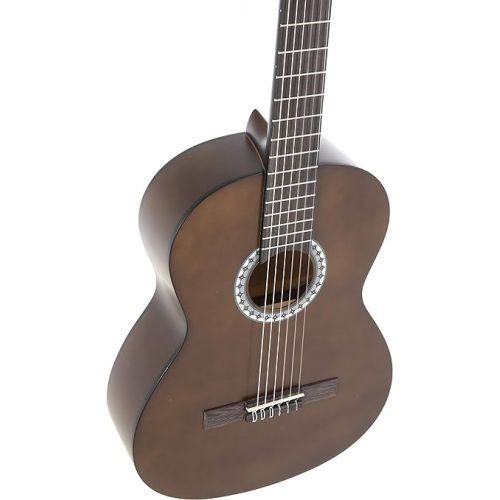  GEWA E-Acoustic Classical Guitar BASIC 4/4, Classical Guitar (ideal for ages 12 and up, nickel silver frets, chrome-plated tuners, lime and pakka wood, scale length: 650 mm, nut width: 52 mm), walnut