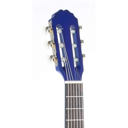  GEWA E-Acoustic Classical Guitar BASIC 1/2, children's guitar (ideal for children from 7-9, nickel silver frets, chrome-plated tuners, lime and pakka wood, scale: 530 mm, nut: 45 mm), Transparent Blue