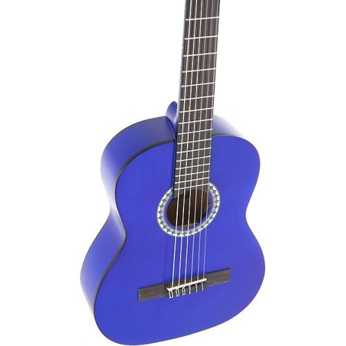  GEWA E-Acoustic Classical Guitar BASIC 1/2, children's guitar (ideal for children from 7-9, nickel silver frets, chrome-plated tuners, lime and pakka wood, scale: 530 mm, nut: 45 mm), Transparent Blue