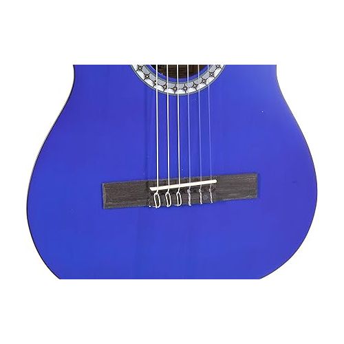  GEWA E-Acoustic Classical Guitar BASIC 1/2, children's guitar (ideal for children from 7-9, nickel silver frets, chrome-plated tuners, lime and pakka wood, scale: 530 mm, nut: 45 mm), Transparent Blue