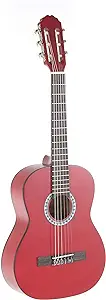 GEWA E-Acoustic Classical Guitar BASIC 1/2, children's guitar (ideal for children from 7-9, nickel silver frets, chrome-plated tuners, lime and pakka wood, scale: 530 mm, nut: 45 mm), Transparent Red