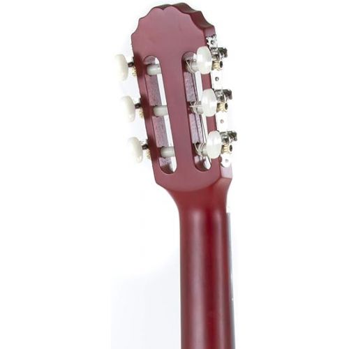  GEWA E-Acoustic Classical Guitar BASIC 1/2, children's guitar (ideal for children from 7-9, nickel silver frets, chrome-plated tuners, lime and pakka wood, scale: 530 mm, nut: 45 mm), Transparent Red