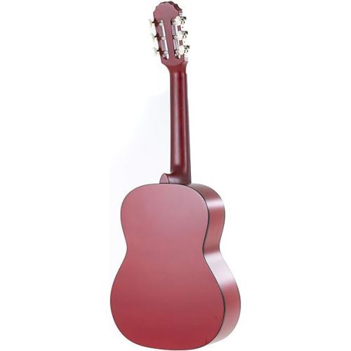  GEWA E-Acoustic Classical Guitar BASIC 1/2, children's guitar (ideal for children from 7-9, nickel silver frets, chrome-plated tuners, lime and pakka wood, scale: 530 mm, nut: 45 mm), Transparent Red