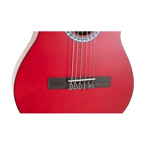  GEWA E-Acoustic Classical Guitar BASIC 1/2, children's guitar (ideal for children from 7-9, nickel silver frets, chrome-plated tuners, lime and pakka wood, scale: 530 mm, nut: 45 mm), Transparent Red