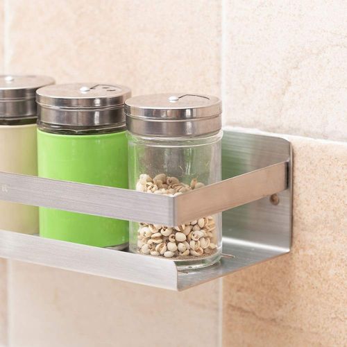  Ghelf Wall-mounted Stainless Steel Multi-function Kitchen Oil and Salt Sauce Vinegar Seasoning Bottle Storage Rack 304 Stainless Steel Bathroom Kitchen Shelf Metal Bathroom Kitchen