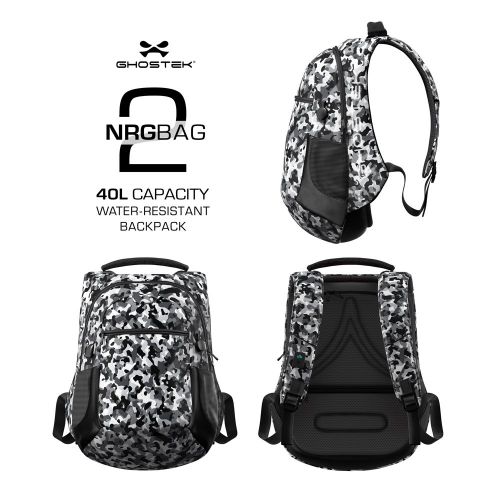  Ghostek NRGbag 2 Series Laptop Notebook Backpack With USB Charging Ports Business College Student Work Office Travel Back to School Book Bag Knapsack 16,000mAh 15.6-Inch (Camouflag