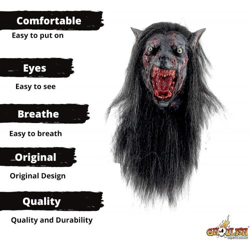  할로윈 용품Ghoulish Productions Mens Wolf Werewolf Mask Halloween Costume with Fur and Teeth