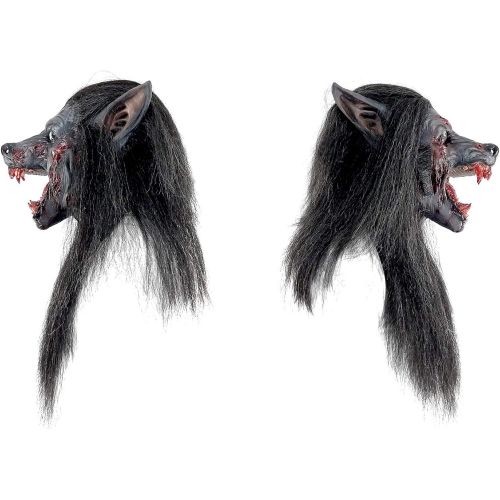  할로윈 용품Ghoulish Productions Mens Wolf Werewolf Mask Halloween Costume with Fur and Teeth