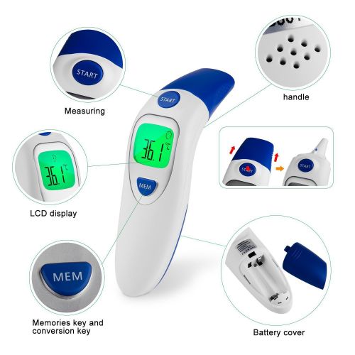  Gi.amagi Thermometer for Fever Digital Medical Infrared Forehead and Ear Thermometer for Baby,Kids and Adults with Fever Indicator (White)