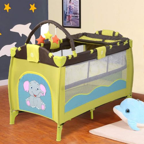 자이언텍스 Giantex Nursery Center Playyard Baby Crib Set Portable Nest Bassinet Bed Infant Kids Travel Playpen Pack Deluxe Double-Layer Beds Pocket Diapter Changer Toy Cribs Nursery Centers w