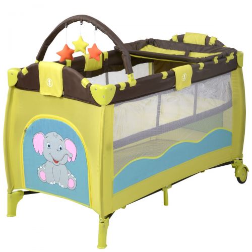 자이언텍스 Giantex Nursery Center Playyard Baby Crib Set Portable Nest Bassinet Bed Infant Kids Travel Playpen Pack Deluxe Double-Layer Beds Pocket Diapter Changer Cribs Nursery Centers w/Bag