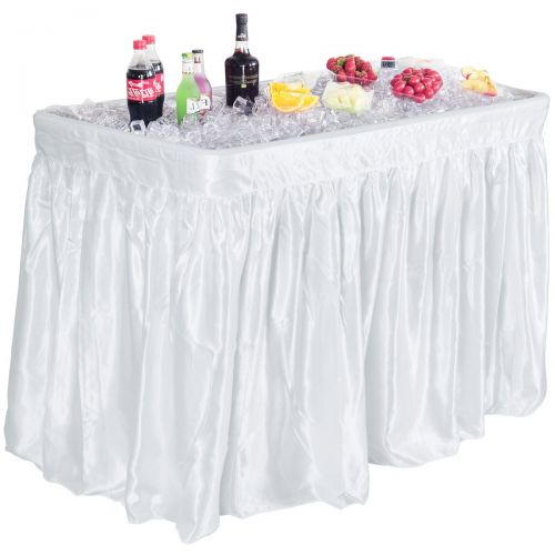 자이언텍스 Giantex 4 Foot Ice Cooler Table w/Matching Skirt and Drain Plug, Poratble Foldable Storage Food Beverage Ice Party Table for BBQ, Picnic, Family Dinner, Buffet, Wedding, White