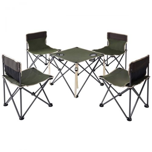 자이언텍스 Giantex Portable Folding Camping Table Chairs Set Outdoor Patio Camp Beach Picnic with Cup Holder & Carrying Bag (Green)