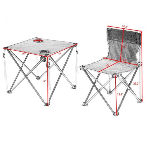 자이언텍스 Giantex Portable Folding Camping Table Chairs Set Outdoor Patio Camp Beach Picnic with Cup Holder & Carrying Bag (Green)