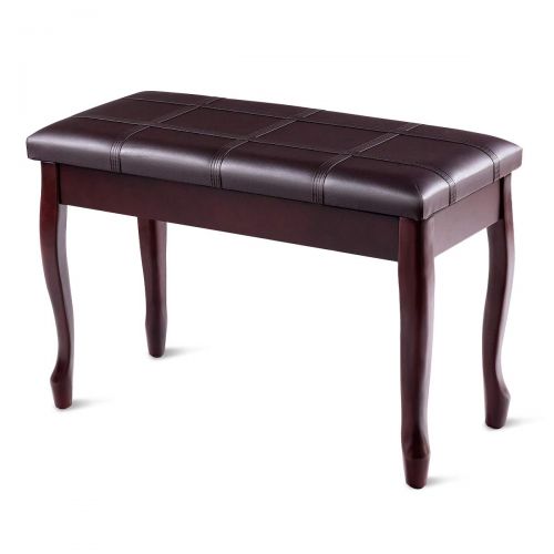 자이언텍스 Giantex Piano Bench PU Leather W/Padded Cushion and Music Storage, Comfortable Double Duet Seat, Wooden Legs, Perfect for Professional or Home Use Piano Stool (Brown)