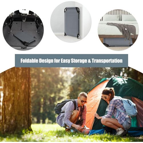 자이언텍스 Giantex Folding Camping Cot for Adults, Portable Sleeping Cot Bed Heavy Duty Frame, Easy Set Up, Light Weight Camping Bed for Camp Office Sleepover (1, Gray)