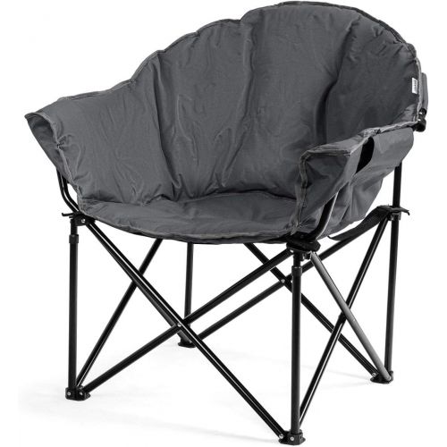 자이언텍스 Giantex Portable Camping Chair, Moon Saucer Chair, Outdoor Folding Chair with Soft Padded Seat, Lawn Chair with Cup Holder and Carry Bag (Grey)