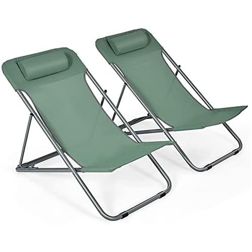자이언텍스 Giantex Beach Chair for Adults Camping Chair Set, Sunbathing Backpack Folding Recliner with 3 Adjustable Position, Lockable System, Headrest, Non Slip Foot Pads, Lightweight Sand C