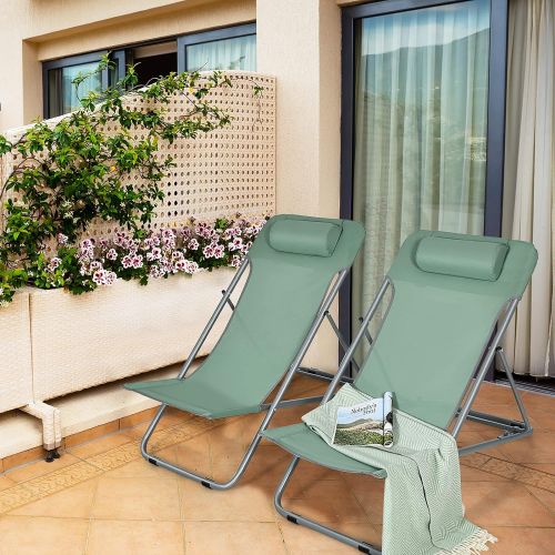자이언텍스 Giantex Beach Chair for Adults Camping Chair Set, Sunbathing Backpack Folding Recliner with 3 Adjustable Position, Lockable System, Headrest, Non Slip Foot Pads, Lightweight Sand C