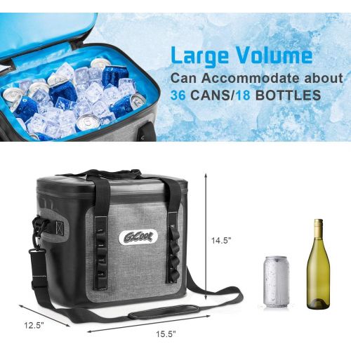 자이언텍스 Giantex 36 Can Soft Pack Cooler Insulated Soft Sided Cooler Bag Leak-Proof w/Easy-Pull Zippers, Detachable Strap for Hiking, Camping, Picnic, Sea Fishing, Road Beach Trip, Soft Pac