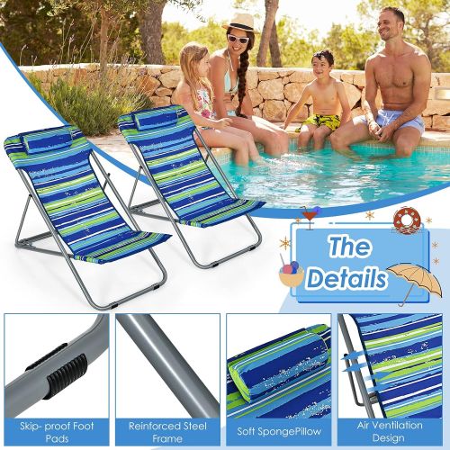 자이언텍스 Giantex Beach Chair for Adults Camping Chair Set, Sunbathing Backpack Folding Recliner with 3 Adjustable Position, Lockable System, Headrest, Non-Slip Foot Pads, Lightweight Sand C