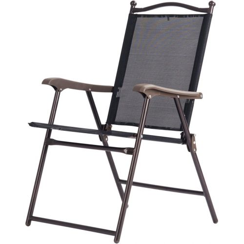자이언텍스 Giantex Set of 2 Patio Folding Chairs, Sling Chairs, Indoor Outdoor Lawn Chairs, Camping Garden Pool Beach Yard Lounge Chairs w/Armrest, Patio Dining Chairs, Metal Frame No Assembl