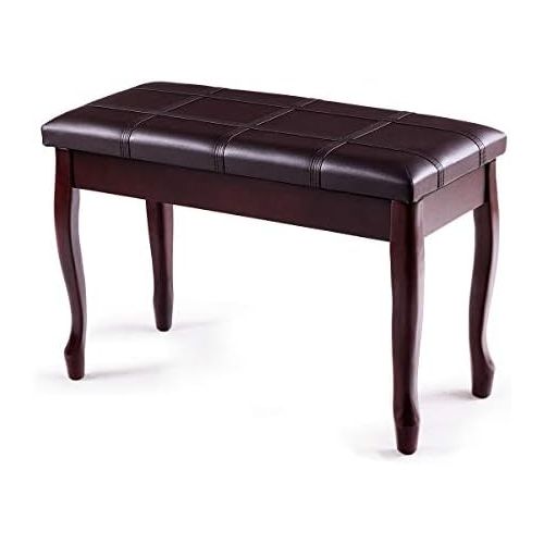 자이언텍스 Giantex Piano Bench PU Leather W/Padded Cushion and Music Storage, Comfortable Double Duet Seat, Wooden Legs, Perfect for Professional or Home Use Piano Stool (Brown)