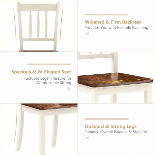 자이언텍스 Giantex Solid Wood Whitesburg Dining Chairs, Set of 4, Spindle Back, Wood Seating, Hammis Dining Room Chairs, Suitable for Dining Room, Kitchen, Restaurant, Antique Dining Side Cha